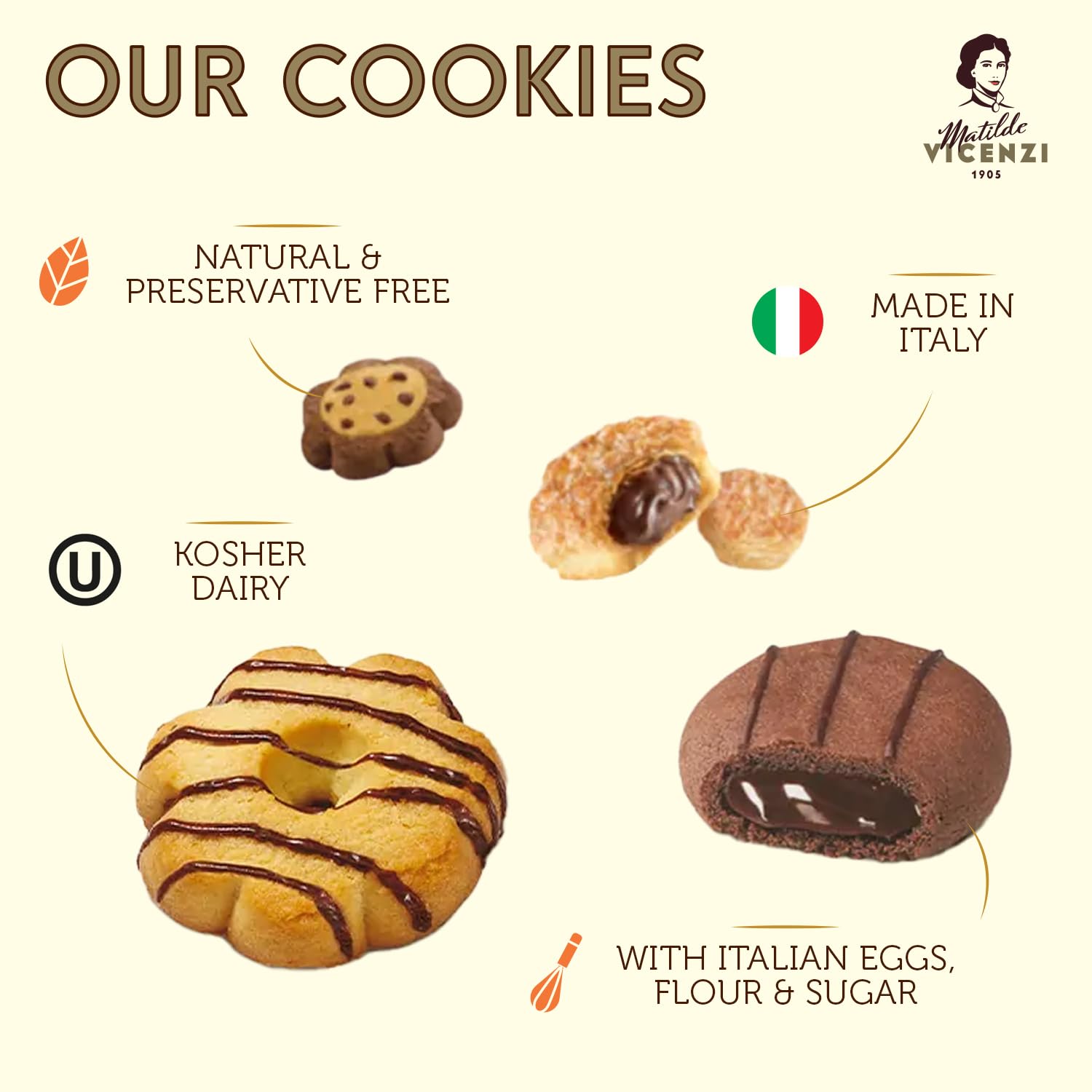 Matilde Vicenzi Roma Cookie Tin - Italian Pastries & Bakery Cookies in Individually Wrapped Trays - Bakery Dessert Gifts - Puff Pastry, Assorted Cookies in Italian Design Gift Tin 32oz (907g)