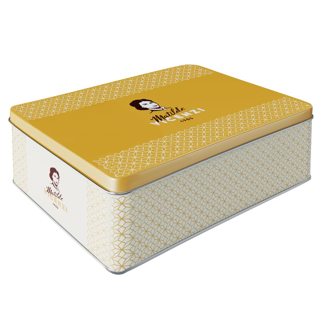 Matilde Vicenzi Millefoglie D'Italia Cookie Tin - Imported Assortment of Italian Butter Cookies & Crispy Tea/Coffee Pastries, Kosher Dairy, Gift Box for Father's Day - 13.76oz (390g)