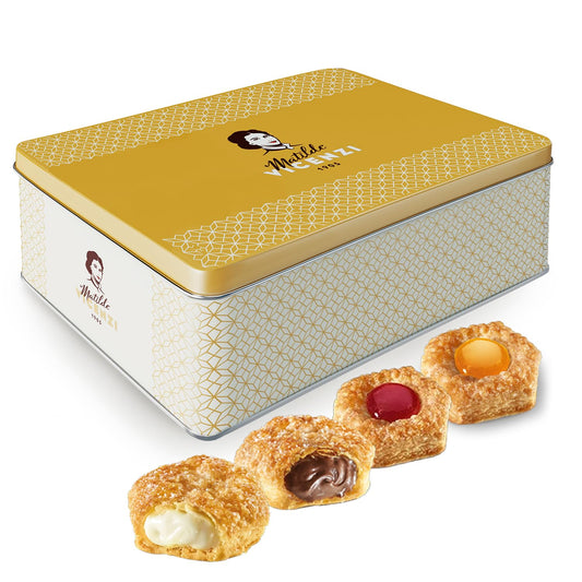 Matilde Vicenzi Millefoglie D'Italia Cookie Tin - Imported Assortment of Italian Butter Cookies & Crispy Tea/Coffee Pastries, Kosher Dairy, Gift Box for Father's Day - 13.76oz (390g)