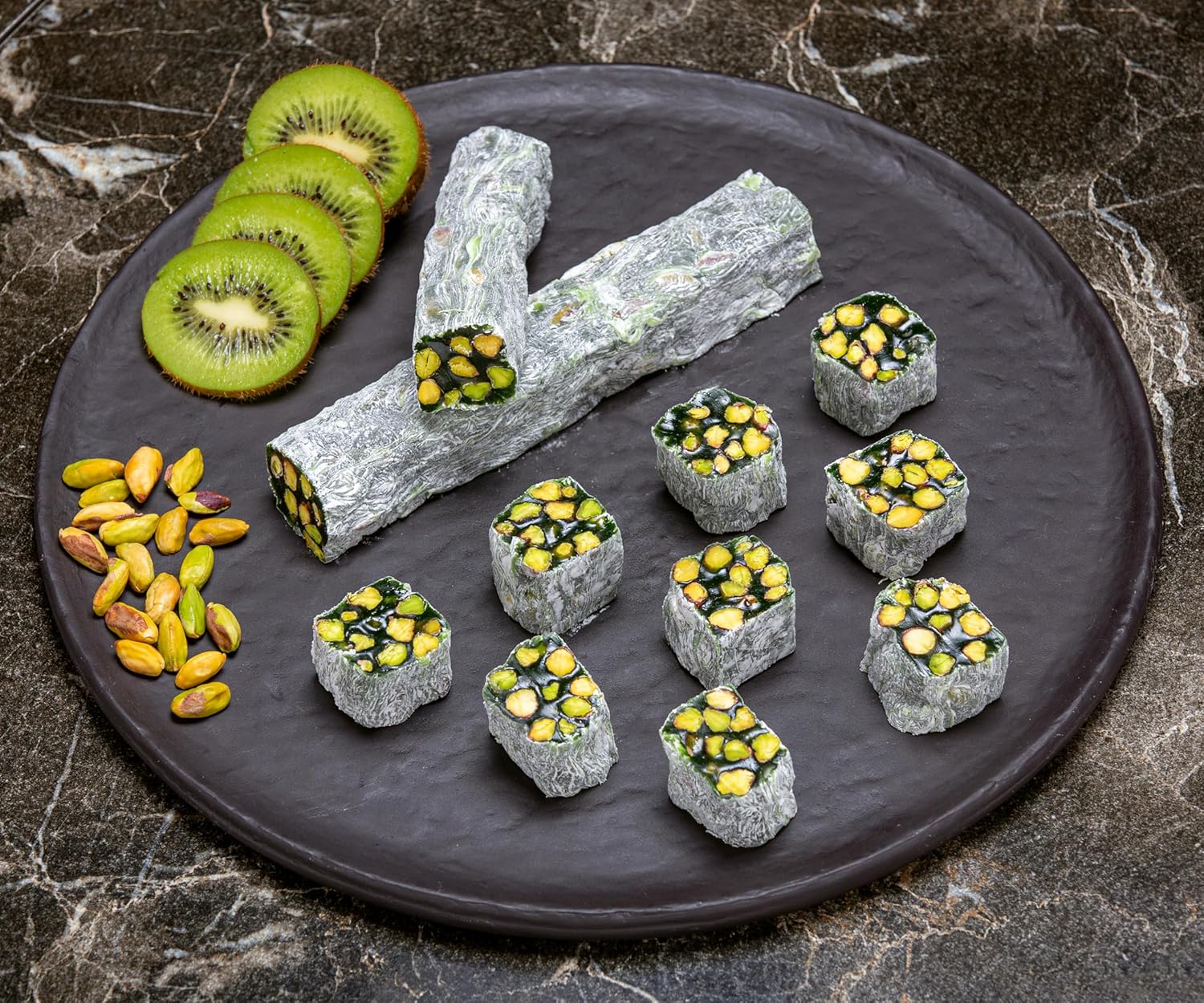, Turkish Delight, Dessert Snacks, Pistachio, Hazelnut, Walnut, Fig, Orange, Pomegranate, Kiwi, Honey, Milk - Turkish Sweets Tray Gift Ideas for Birthday, Christmas