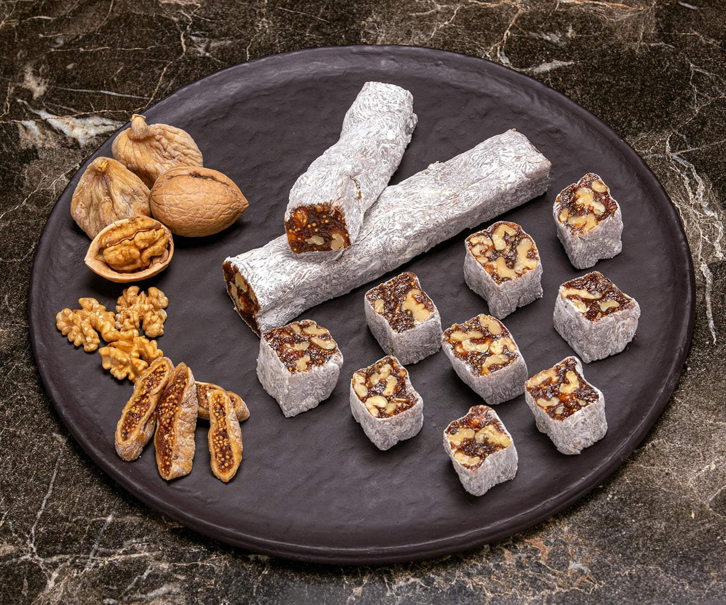 , Turkish Delight, Dessert Snacks, Pistachio, Hazelnut, Walnut, Fig, Orange, Pomegranate, Kiwi, Honey, Milk - Turkish Sweets Tray Gift Ideas for Birthday, Christmas
