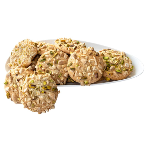 - Ghorabieh Marzipan Cookies – A Luxurious Traditional Persian Treat Made with Premium Pistachios, Offering a Buttery Texture and Unforgettable Flavor. Perfect for Gifting, Celebrations, or Indulging Yourself! Bake to your order. Gluten Free.