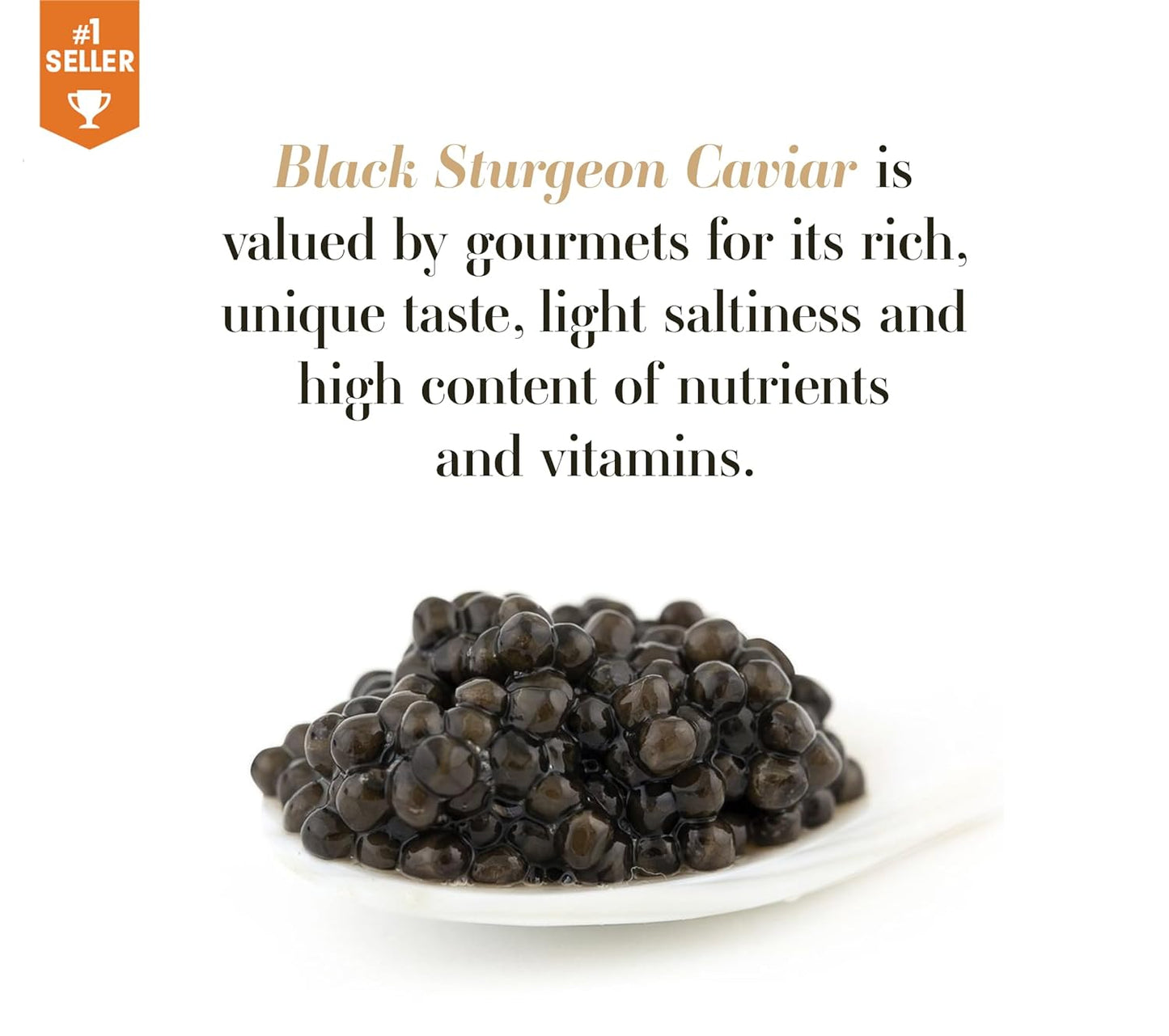 𝐁𝐄𝐒𝐓𝐒𝐄𝐋𝐋𝐄𝐑 - KASPIAN Collection - Premium Osetra Sturgeon Black  - 3.5 oz / 100 g - Premium Black  with Classical Malossol Taste from Sturgeon Black Roe by  d'Eden