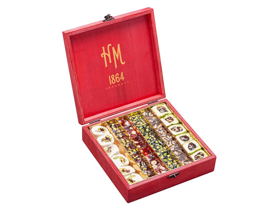 , Turkish Delight, Dessert Snacks, Pistachio, Hazelnut, Walnut, Fig, Orange, Pomegranate, Kiwi, Honey, Milk - Turkish Sweets Tray Gift Ideas for Birthday, Christmas