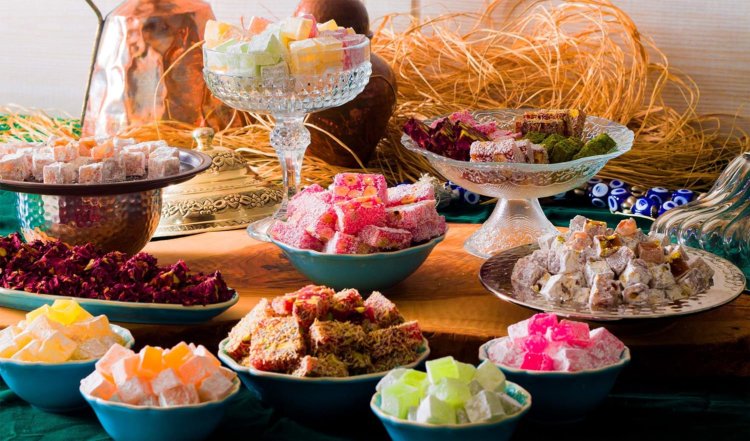 Cerez Pazari Turkish Delight Candy Gift Basket, Lokum Dessert Gourmet, Christmas Holiday Corporate Food Gifts In Elegant Tin Box, With 6 Unique Flavors, 1.6 lbs