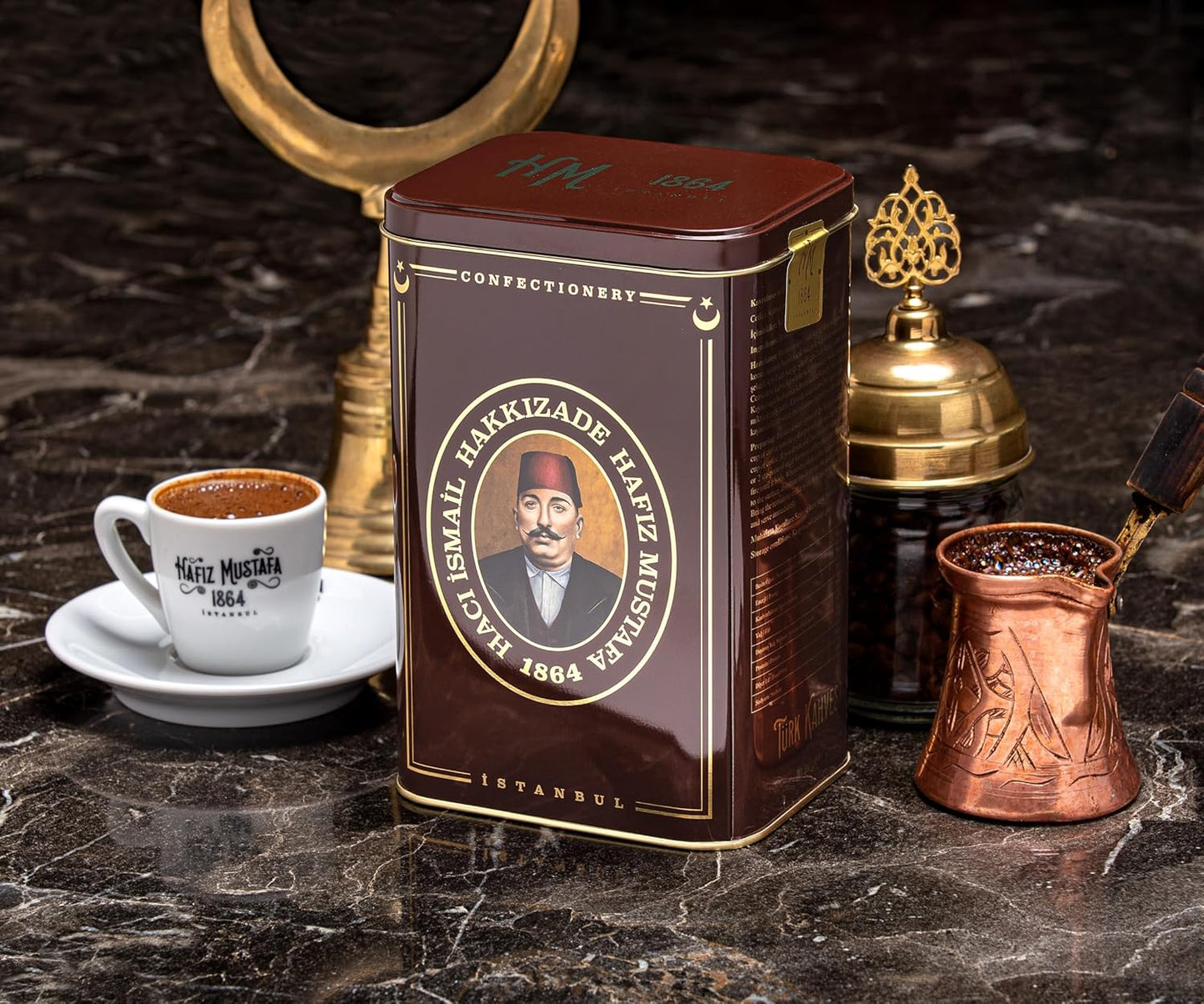 , Turkish Coffee, Finest Ground, Authentic, Milled and Medium Roasted Arabica Beans, Tray Gift Ideas for Birthday, Christmas