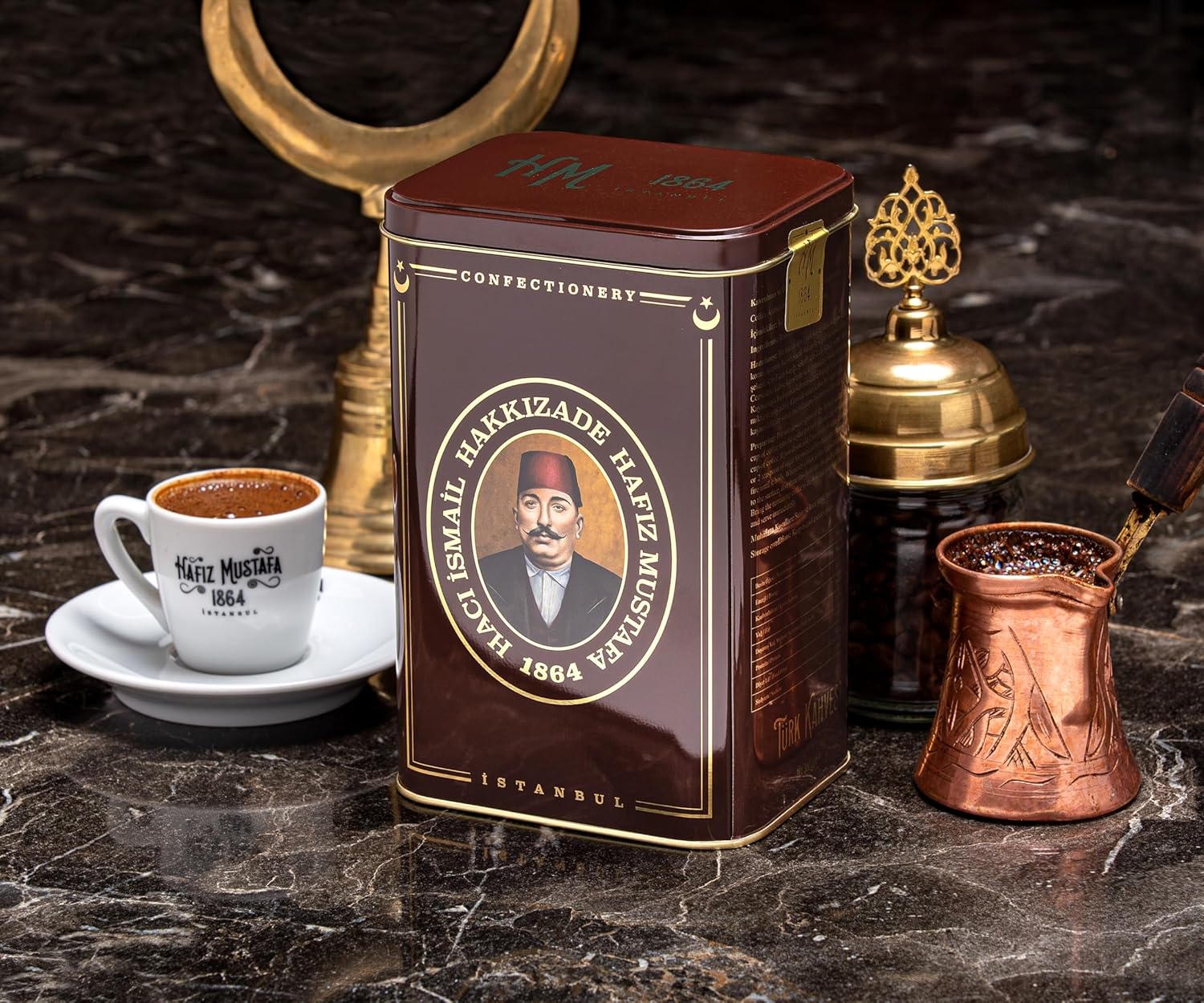 , Turkish Coffee, Finest Ground, Authentic, Milled and Medium Roasted Arabica Beans, Tray Gift Ideas for Birthday, Christmas