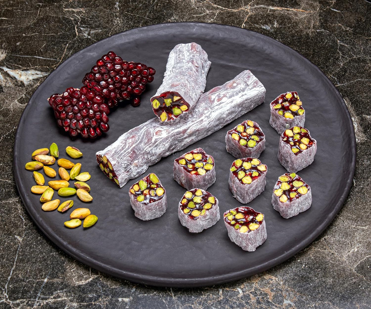 , Turkish Delight, Dessert Snacks, Pistachio, Hazelnut, Walnut, Fig, Orange, Pomegranate, Kiwi, Honey, Milk - Turkish Sweets Tray Gift Ideas for Birthday, Christmas